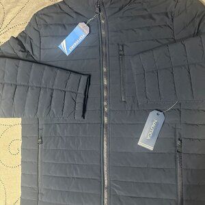 NAUTICA PERFORMANCE CASUAL DARK BLUE & TAN SEMI PUFFER JACKET SIZE L OR M MEN $$